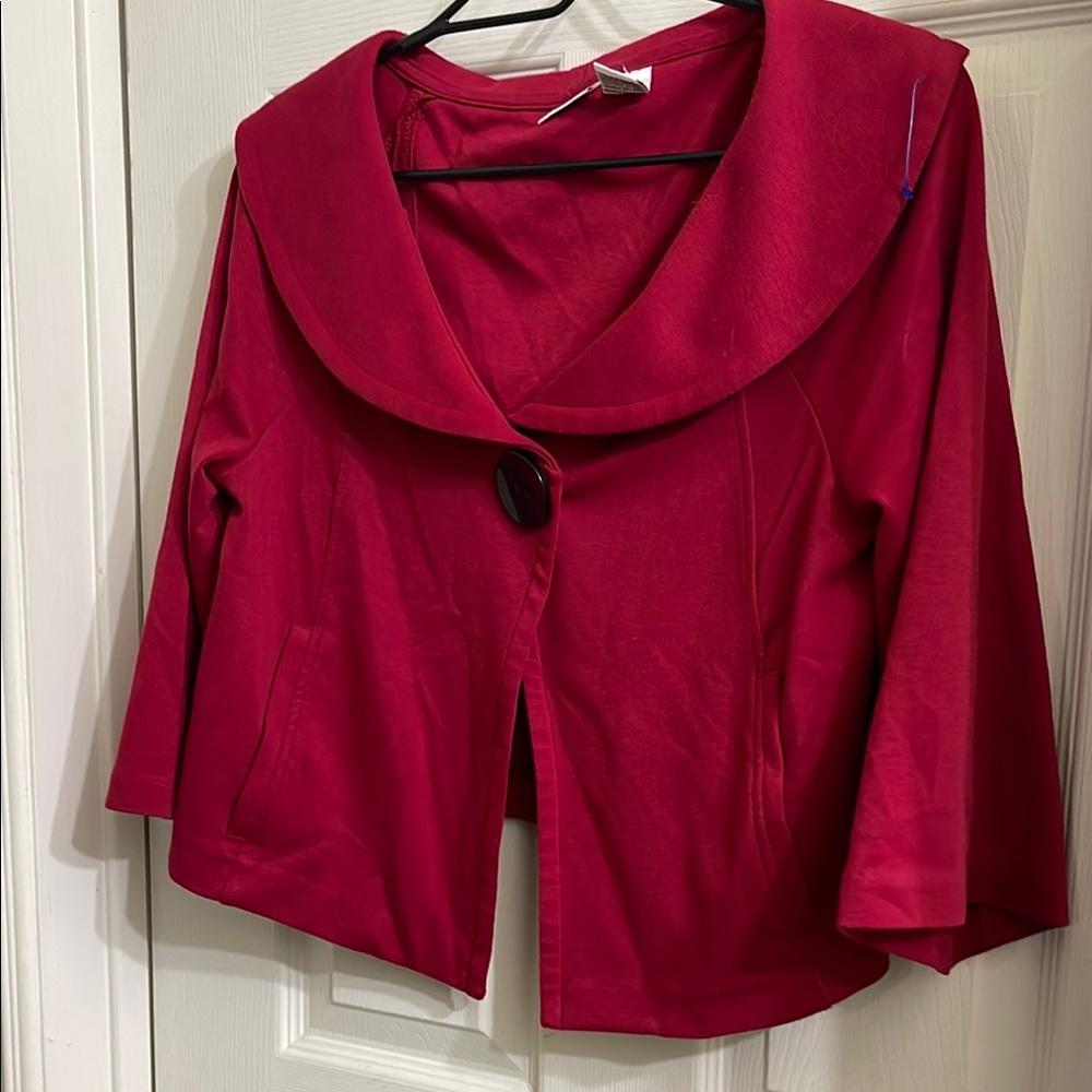 Stylish Red Jacket with Large Collar
